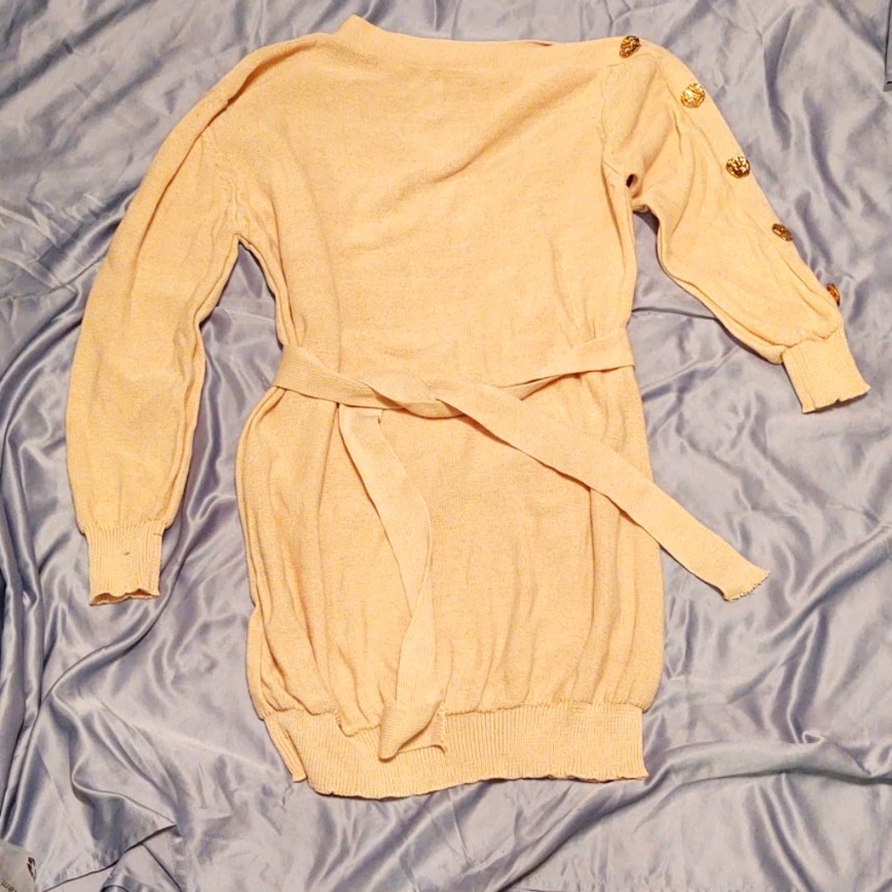 New Tan Sweater dress with removable belt